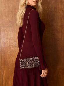 MOTF PREMIUM LEOPARD PRINT PU LEATHER CLUTCH BAG - Brown - View 6