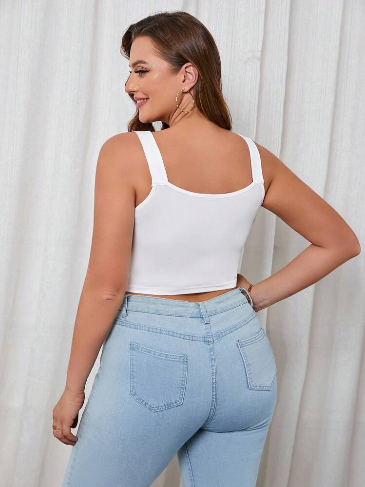 Firerie Talla grande Top tank girante delantero con abertura - Blanco - Añade 2