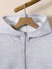 Tween Girl Baggy Casual Hooded Zip-Up Vintage Long Sleeve Sweatshirt, Suitable For Winter, Autumn, Halloween Fall - Light Grey - View 6