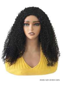 三合一半假发 无缝卷发翻转假发 无胶无蕾丝 真人发质假发 150% 密度 12-26 英寸 自然色 黑色 自然发际线 适合初学者 机器制造 价格实惠的女士卷发假发 - Natural Black - 查看 4