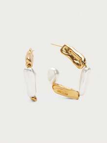 Opalesca 1 Cặp bông tai tròn bằng ngọc trai/xà cừ, hình dạng bất đối xứng, kim loại/có họa tiết, thanh lịch, dễ thương, sang trọng, phù hợp cho công việc, thường ngày, đám cưới, ngày lễ, kỳ nghỉ, cắm trại, Y2K/dành cho mẹ/phụ nữ/bé gái/mùa thu/mùa thu/mùa đông/lễ hội/ngày lễ/kỳ nghỉ/tiền cổ/halloween - Vàng - Xem 3