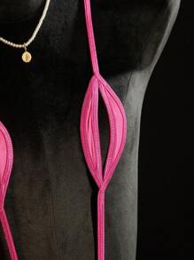 SpicyHot 极其性感迷人的女士细肩带紧身衣、束身内衣、外出装 - 玫紅色 - 查看 3