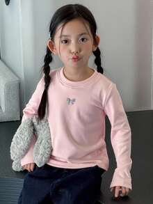 DAZY Young Girls Crew Neck Knit Fleece T-Shirt, Fall,Winter - Multicolor - View 2