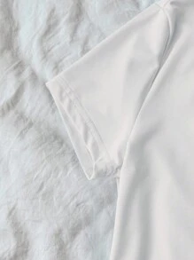 INAWLY 女士修身猫咪印花短款 T 恤，夏季女士上衣 - 白色 - 查看 4