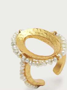 Opalesca 1 chiếc nhẫn ngọc trai/xà cừ, có vân, ánh kim/cảm giác kim loại, đính hạt, thanh lịch, dễ thương, sang trọng, thích hợp cho đám cưới, lễ hội, kỳ nghỉ, cắm trại, phong cách Y2K/Dành cho mẹ/phụ nữ/bé gái/Mùa thu/Mùa đông/Lễ hội/Kỳ nghỉ/Nghỉ mát/Phong cách cổ điển/Halloween, Dành cho mẹ/phụ nữ/bé gái/mẹ, Mùa thu/Mùa đông, Trang phục, Phong cách cổ điển, Cao cấp, Ngọc trai, Thanh lịch, Phong cách cổ tích/Tiên nữ - Vàng - Xem 6