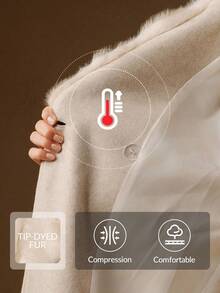 Anewsta 白色修身双排扣大衣，配双色毛领和腰带 - 白色 - 查看 2