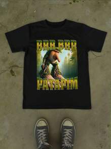 女式落肩“Brr Brr Patamin”意大利“Brainrot”中性T恤，意大利“Brainrot”衬衫，复古Bootleg Brainrot衬衫，Weird Tee T恤，休闲美式极简主义图案印花英文标语短袖T恤，生日礼物