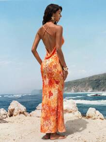 Opulessa Váy không tay in dệt cho nữ - Màu Cam cháy - Xem 4