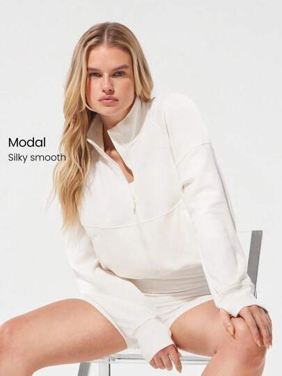 GLOWMODE Softserene 莫代尔 凉爽舒适 丝滑透气 轮廓接缝 立领 抽绳腰部 大口袋 拇指孔 腰长 拉链夹克 日常休闲装