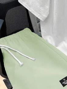 SHEIN 青少年男孩休闲标语印花短袖T恤和短裤套装 - 薄荷綠 - 查看 5