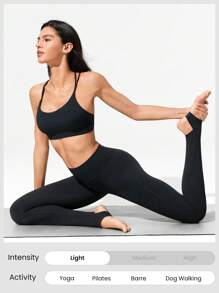 GLOWMODE 31" FeatherFit™ Stretch And Stride Buttery-Soft Stretchy Sweat-Wicking Stirrup Leggings Low Impact Yoga Pilates Studio Daily Casual Wear Fall Winter - Black - View 4