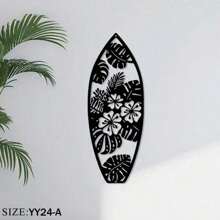 1pc Metal Surfboard Wall Decor - Summer Beach Signage With Turtle, Palm Tree Design - Coastal Hanging Wall Art For Door & Home Decor,Home Decor ,Room Decor,Wall Decor