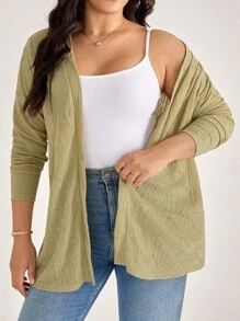 SHEIN LUNE Autumn Plus Size Cardigan Lightweight Duster Coat Fall Back To School Old Money Style Women Country Stockholm Style Office Attire For Women Going Out Tops Women Homecoming Winter Tulum Teacher Winter Jacket Women Winter Back To School