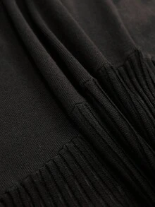 SHEIN X Jwoww Anewsta Women's Solid Color Mermaid Hem Fitted Elegant Camisole Knit Dress - Black - View 8