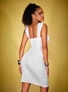 INAWLY Solva Women Cutout Front Ruched Fitted Bodycon Dress