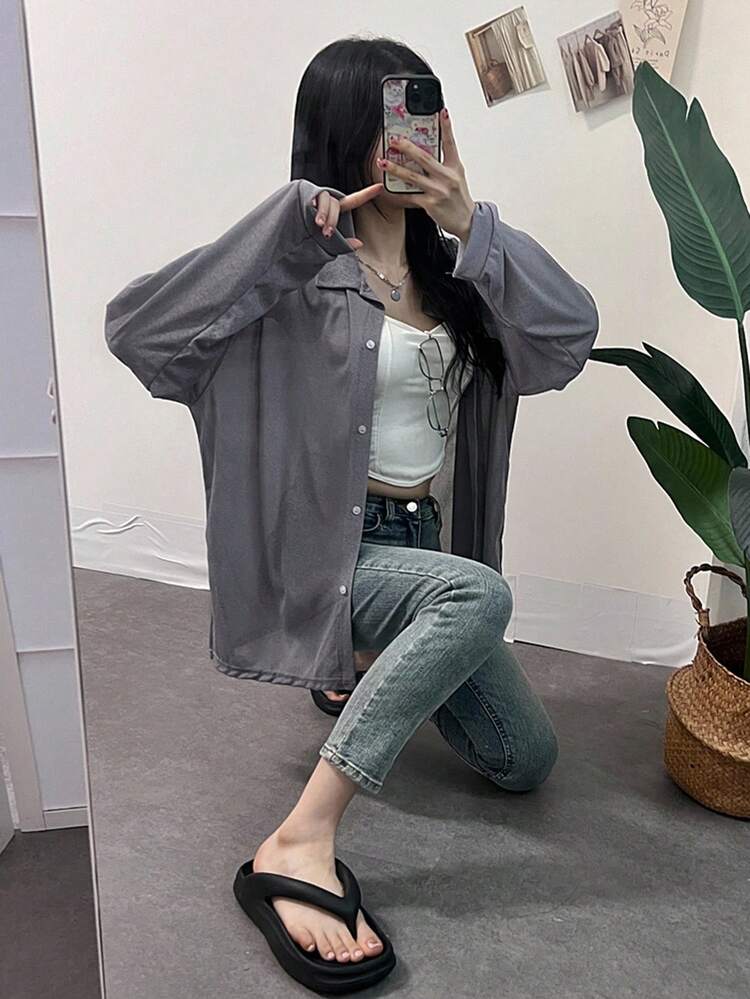 Women's Loose Thin Long Sleeve T-Shirt With Shawl Cardigan, Autumn,Fall Women Clothes