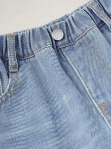 SHEIN Jeans azules holgados y acampanados para niña