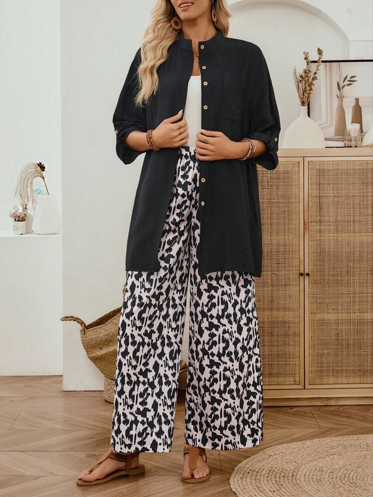Women's Two Pieces Set Fall Clothes For Women Fall Women Clothes Fall Clothes Business Casual Woman Office Outfits For Women Lounge Sets For Women Work Outfits For Women Fall Outfits For Women Work Clothes Women Fall Outfits Women Teacher Shirts Fall Tops Fall Outfits Work Pants Wide Leg Pants Woman Long Sleeve Shirt Airport Outfit For Women Women's Fall Clothes Business Casual Outfits Women Button Up Shirt Women Leopard Print