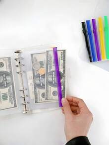 6 pièces/12 pièces Pochette à fermeture éclair multicolore, compatible avec un classeur à 6 anneaux, un cahier, des pochettes pour feuilles mobiles, sac de fichier en PVC imperméable, organisateur de documents, durable, portable, léger, fournitures de bureau et scolaires, usage multifonctionnel - Multicolore - Voir 1