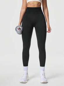 Gameset SHEIN Sport 女式纯色高腰无缝弹力运动紧身裤 - 彩色 - 查看 3