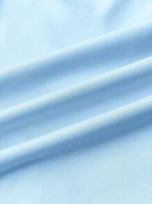 Chiquease Women Summer Casual Starfish, Shell, Conch Print Short Sleeve Cropped T-Shirt, Vacation - Baby Blue - View 3