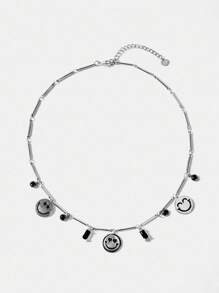 S.W.Smiley x MOTF PREMIUM 银色笑脸吊坠项链 - 銀色 - 查看 2