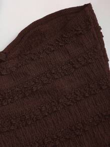 Sweetra Vestido mini con cintura anudada y escote envolvente de unicolor para mujer - Café - Ver 4