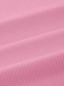 SHEIN BASICS 女士休闲纯色针织圆领无袖修身开襟上衣 - 粉色 - 查看 5