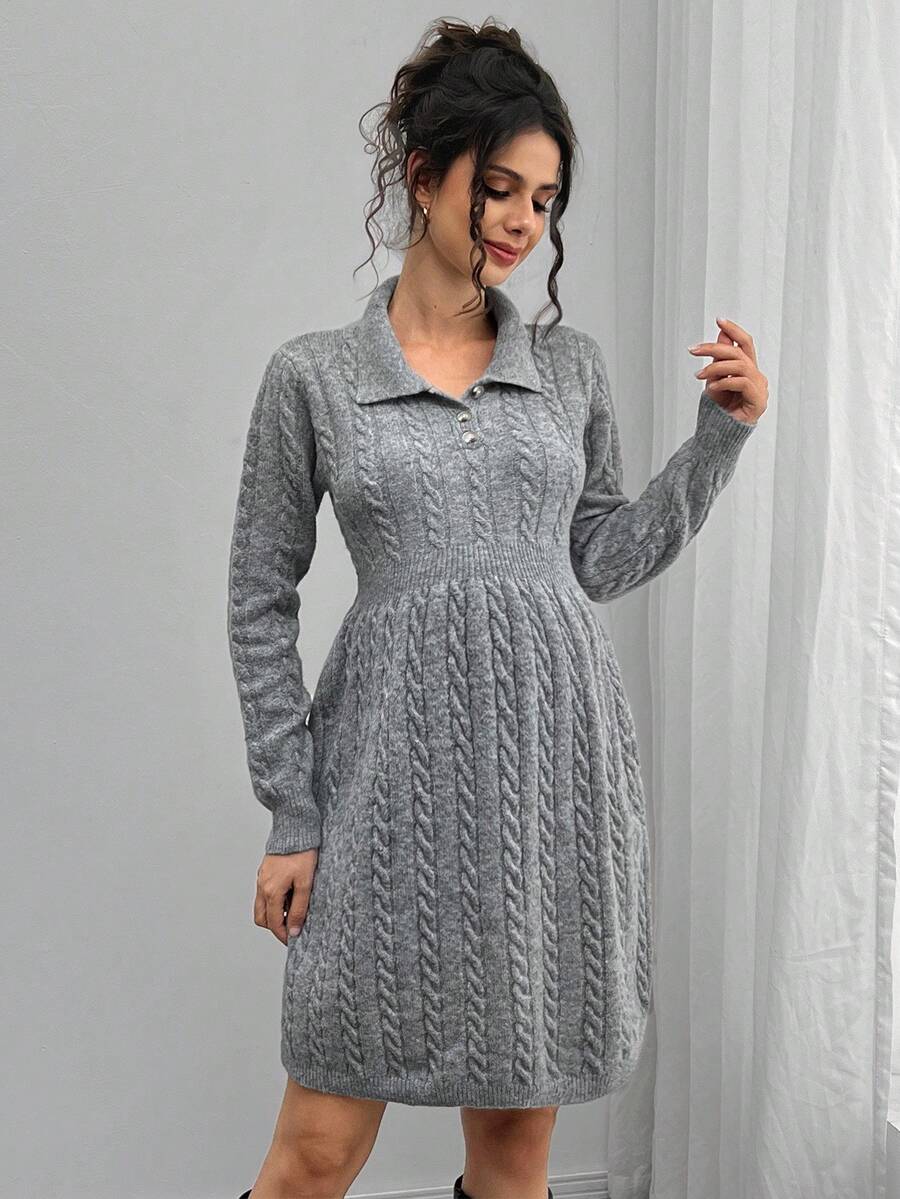 SHEIN Maternity Casual Solid Color Knit Dress, Autumn/Winter