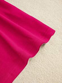 BamGleam Women's Fitted Casual Short Sleeve T-Shirt With Heart Print - Hot Pink - View 4