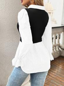 EMERY ROSE Áo sơ mi dài tay họa tiết sọc cho nữ - Đen và trắng - Xem 2