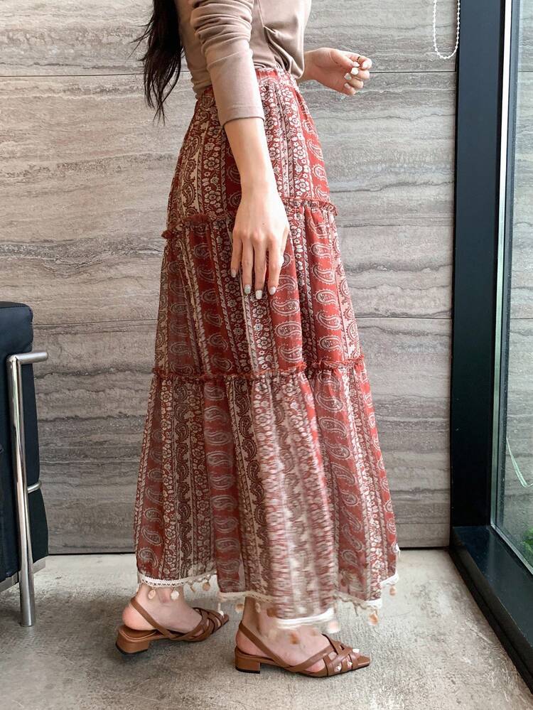 Women's Casual Vacation Cashew Flower Print Skirt