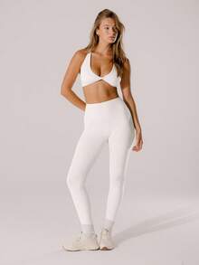 Aralina Leisurewear Pastel Pink Supportive Deep-V Active Twist Crop Top With Bag - White - View 11