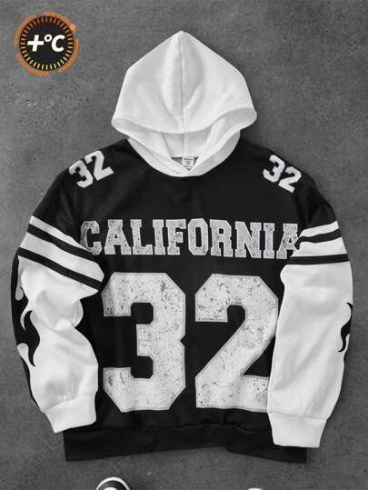 1 Piece Tween Boy Casual Sports College Street With Large Pattern Hooded 2 In 1 Hooded Sweatshirt Suitable For Back To School Suitable For Birthday Parties, Evening Parties, Performances, Weddings, Baptisms, Opening Ceremonies Daily Suitable For Daily Use Suitable For School Suitable For Travel Suitable For Sports Suitable For Spring, Autumn And Winter Seasons Suitable Back To School Tween Y2k School School Uniform