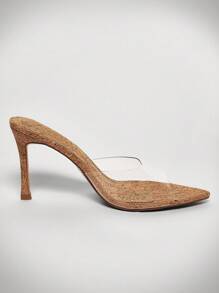 Hauture Lucite Pointy Peep Toe Cork Mules Summer Shoes Spring Shoes Spring Break Easter Prom Heels Wedding Shoes For Christmas