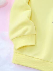 My Little Pony X SHEIN 青少年女孩字母和卡通图案圆领长袖运动衫 - 黃色 - 查看 5