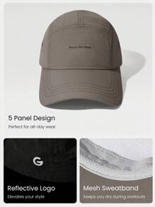 GLOWMODE Lightweight 5 Panel Cap With Reflective Handsewn Logo Workout Daily Casual Fall Winter - 卡其色 - 查看 3