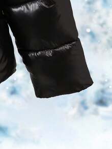 SHEIN Chaqueta con capucha y cintura ceñida engrosada de moda para niña preadolescente, adecuada para uso casual diario en otoño/invierno