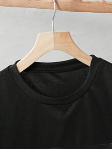 青少年男孩休闲学院风压花设计运动衫套装，适合休闲、上学、运动、户外穿着 - 黑色 - 查看 7