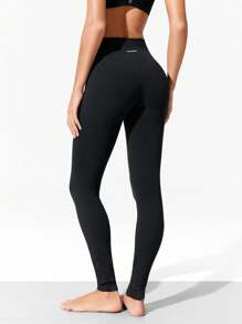 GLOWMODE 31" FeatherFit™ Stretch And Stride Buttery-Soft Stretchy Sweat-Wicking Stirrup Leggings Low Impact Yoga Pilates Studio Daily Casual Wear Fall Winter - Black - View 8