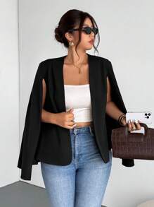 Firerie Plus Size Black Cloak Prive Elegant Romantic Blazer,Fall Clothes For Women Autumn