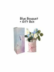 1 套手工编织羊毛人造花束，织物编织假花，包括桶和 6 朵钩针花，适合送给妈妈、妻子、闺蜜朋友、女朋友、母亲节情人节礼物、婚礼纪念品和节日派对家居餐桌装饰礼物