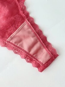 SHEIN 女士性感粉色蕾丝丁字裤