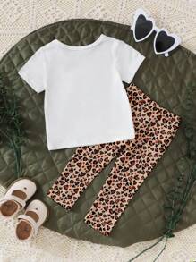 SHEIN Bộ đồ nhiều màu sắc đáng yêu cho bé gái gồm áo thun họa tiết quả anh đào và quần họa tiết da báo. Bộ đồ họa tiết quả anh đào, bộ đồ da báo cho bé gái, áo thun in hình quả anh đào, quần legging in họa tiết da báo, áo thun in hình động vật da báo cho bé gái. - Nhiều màu - Xem 2