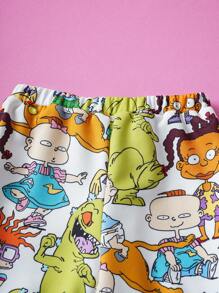 Nick 90s | SHEIN 2 件套男婴卡通恐龙全身印花圆领长袖运动衫和裤子套装