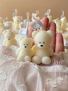 创意迷你熊形硅胶模具 - 生活艺术创作器，硅胶材质，易于拆卸和清洁，专为蜡烛制作、石膏雕塑和创意绘画而设计。重返校园。 - 白色 - 查看 8