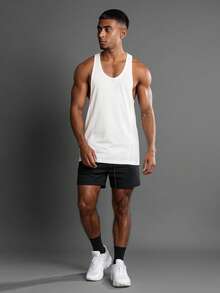 SUMWON Performance Stringer Tank Top Workout Gym Vest Bodybuilding Racerback Muscle Training Athletic Sleeveless Running Fitness Sport Top - White - View 3