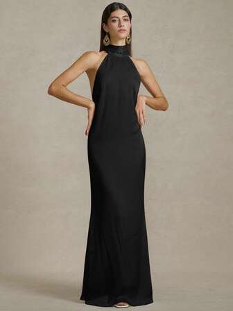 Briarwyn 女士休闲平纹编织露背吊带连衣裙，带鱼尾下摆，夏季女士优雅连衣裙，婚礼宾客礼服，女士沙滩装，女士度假装，7 月 4 日