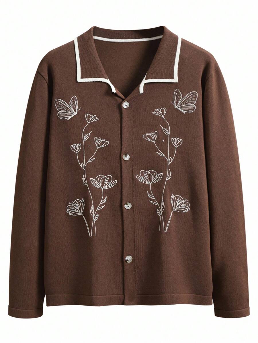 Chillumni Men's Casual Button Up Loose Fit Long Sleeve Cardigan