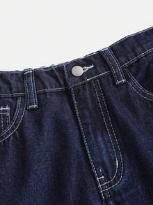 Girlism Jeans larges et amples à motif croisé imprimé Halloween, style punk Y2K pour préadolescentes, en bleu foncé lavé, coupe ample. Idéal pour la rentrée scolaire, les sorties, les voyages quotidiens, les activités extérieures, la maison, les brunchs, les thés, les trajets, les aéroports, l'automne, l'hiver, Noël - Jean brut - Voir 4